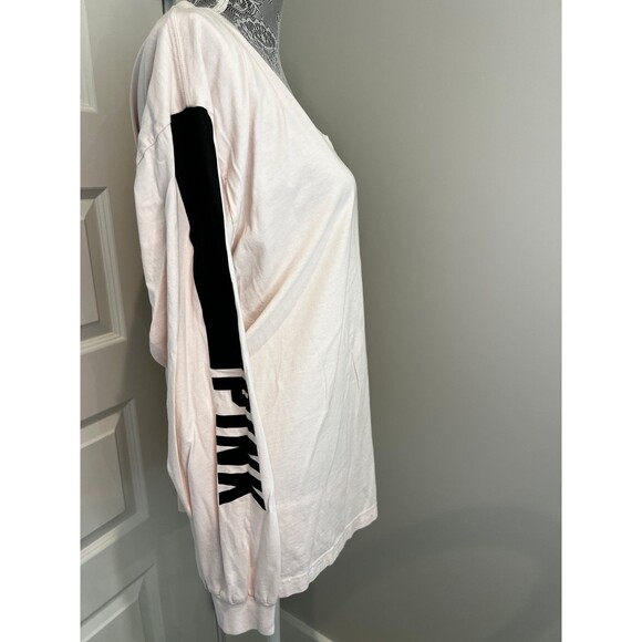 Victoria’s Secret PINK Long Sleeve Tee Light Pink Black  Large L - Picture 3 of 6